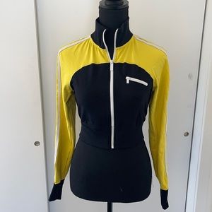 bebe sport crop zip up with matching track pants
